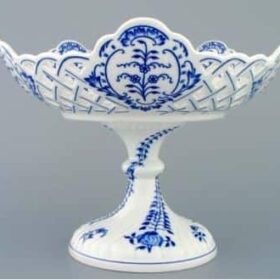 Cibulák – Misa 5-hranná 28 cm na ozdobnej nohe – originálny cibuľový porcelán 1. akosť