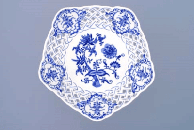 Cibulák – Misa 5-hranná na nohe 24 cm – originál cibuľový porcelán 1. akosť