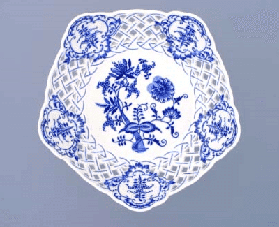 Cibulák – Misa 5-hranná na nohe 24 cm – originál cibuľový porcelán 1. akosť