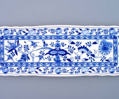 Cibulák – Podnos 4-hranný 45×16 cm – originál cibuľový porcelán I. akosť