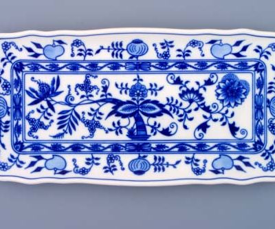 Cibulák – Podnos 4-hranný 33×16 cm – originál cibuľový porcelán 1. akosť