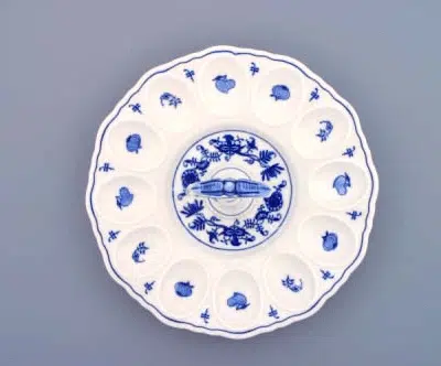 Cibulák – Podnos na vajíčka s rukoväťou – originálny cibuľový porcelán 1. akosť