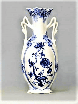 Cibulák – Váza secesná 20,5 cm – originál cibuľový porcelán 1. akosť