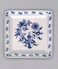 Cibulák – Tanier plytký 4-hranný 21 cm – originálny cibuľový porcelán 1. akosť