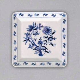 Cibulák – Tanier plytký 4-hranný 21 cm – originálny cibuľový porcelán 1. akosť