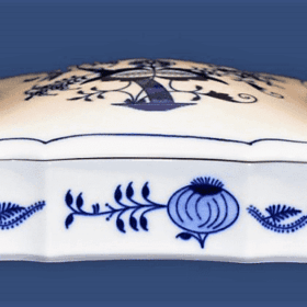 Cibulák – Dóza bonboniera 15,8 x 15,8 cm – originál cibuľový porcelán 1. akosť
