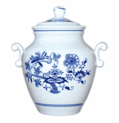 Cibulák – Dóza na masť 1,2 l „sadleňák“ – originál cibuľový porcelán 1. akosť