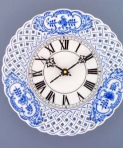 Cibulák – Hodiny prelamované 24 cm – originálny cibuľový porcelán 1. akosť