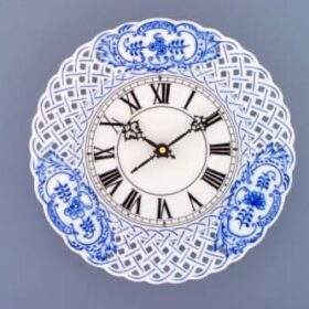 Cibulák – Hodiny prelamované 24 cm – originálny cibuľový porcelán 1. akosť