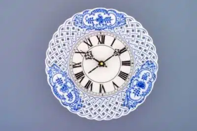 Cibulák – Hodiny prelamované 24 cm – originálny cibuľový porcelán 1. akosť