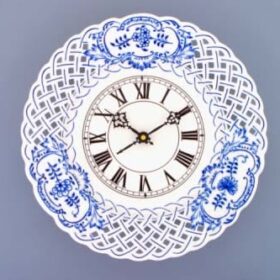 Cibulák – Hodiny prelamované 27 cm – originálny cibuľový porcelán 1. akosť