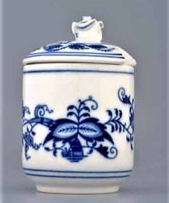 Cibulák – Dóza na horčicu 0,1 l viečko s výrezom na lyžičku – originál cibuľový porcelán 1. akosť