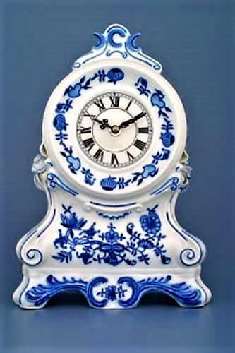 Cibulák – Krbové hodiny s ružami 28 cm – originálny cibuľový porcelán 1. akosť