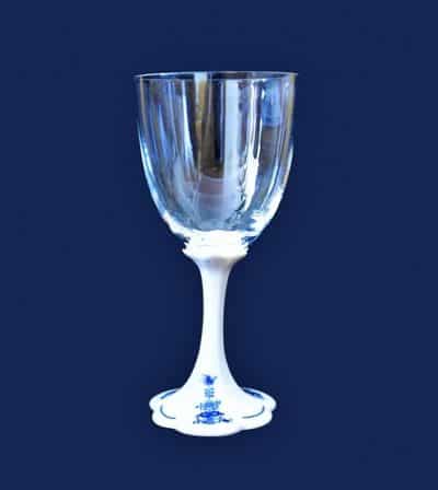 Cibulák – Krištáľový pohár s porcelánovou stopkou zdobenou cibuľovým vzorom – originál cibuľový porcelán 1. akosť