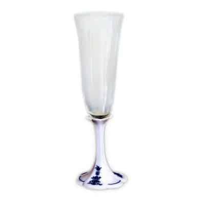 Cibulák – Krištáľový pohár s porcelánovou stopkou – originál cibuľový porcelán 1. akosť