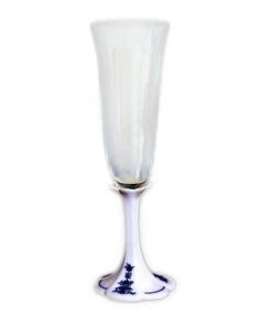 Cibulák – Krištáľový pohár s porcelánovou stopkou – originál cibuľový porcelán 1. akosť