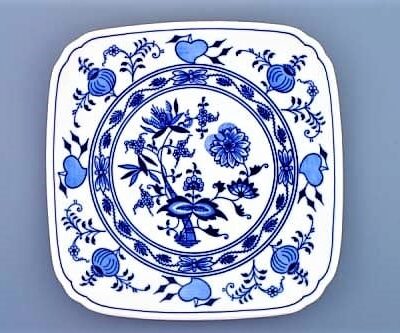 Cibulák – Tanier štvorhranný 21 cm – originálny cibuľový porcelán 1. akosť