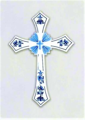 Cibulák – Svätý kríž 30,6 x 21,3 cm – originál cibuľový porcelán 1. akosť