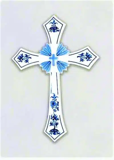Cibulák – Svätý kríž 30,6 x 21,3 cm – originál cibuľový porcelán 1. akosť