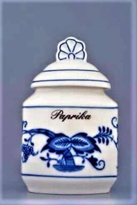 Cibulák – Korenička s viečkom + nápis – originálny cibuľový porcelán 1. akosť