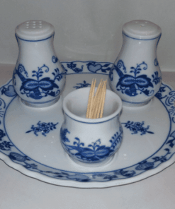Cibulák – Stolná súprava – soľ, korenie, špáradlá – originálny cibuľový porcelán 1. akosť