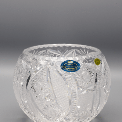 Krištáľová brúsená váza guľového tvaru ÚSVIT 12 cm