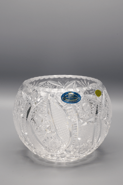 Krištáľová brúsená váza guľového tvaru ÚSVIT 12 cm