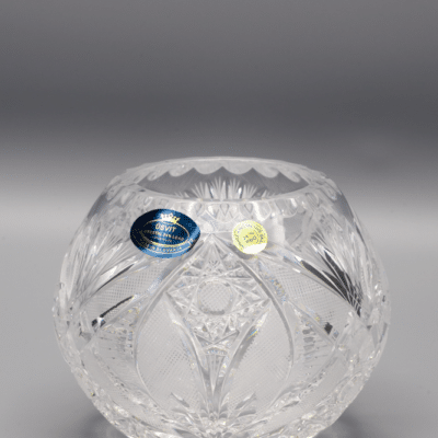 Krištáľová brúsená váza guľového tvaru ÚSVIT 10 cm