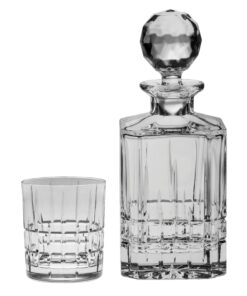 Set krištáľová brúsená whisky fľaša DOWPER 1 + 6 pohárov