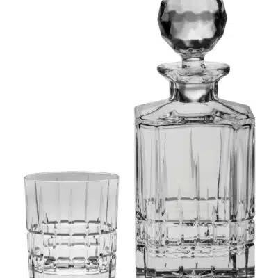 Set krištáľová brúsená whisky fľaša DOWPER 1 + 6 pohárov