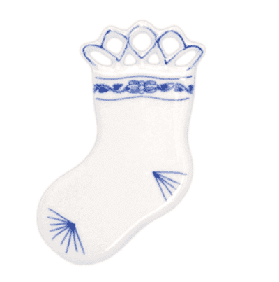 Cibulák – Vianočná ozdoba – ponožka 9,5 cm – originálny cibuľový porcelán 1. akosť