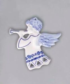 Cibulák – Vianočná ozdoba – anjel s trúbkou prelamovaný – originál cibuľový porcelán 1. akosť