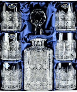 Set krištáľová brúsená karafa whisky 1 + 6 pohárov