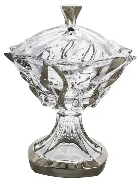 Krištáľová dóza na nohe Samboa platinum 25 cm