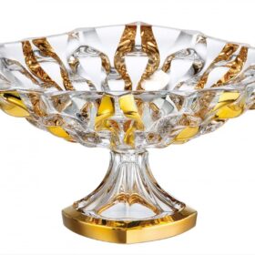 Krištáľová miska na nohe Samboa gold 35 cm