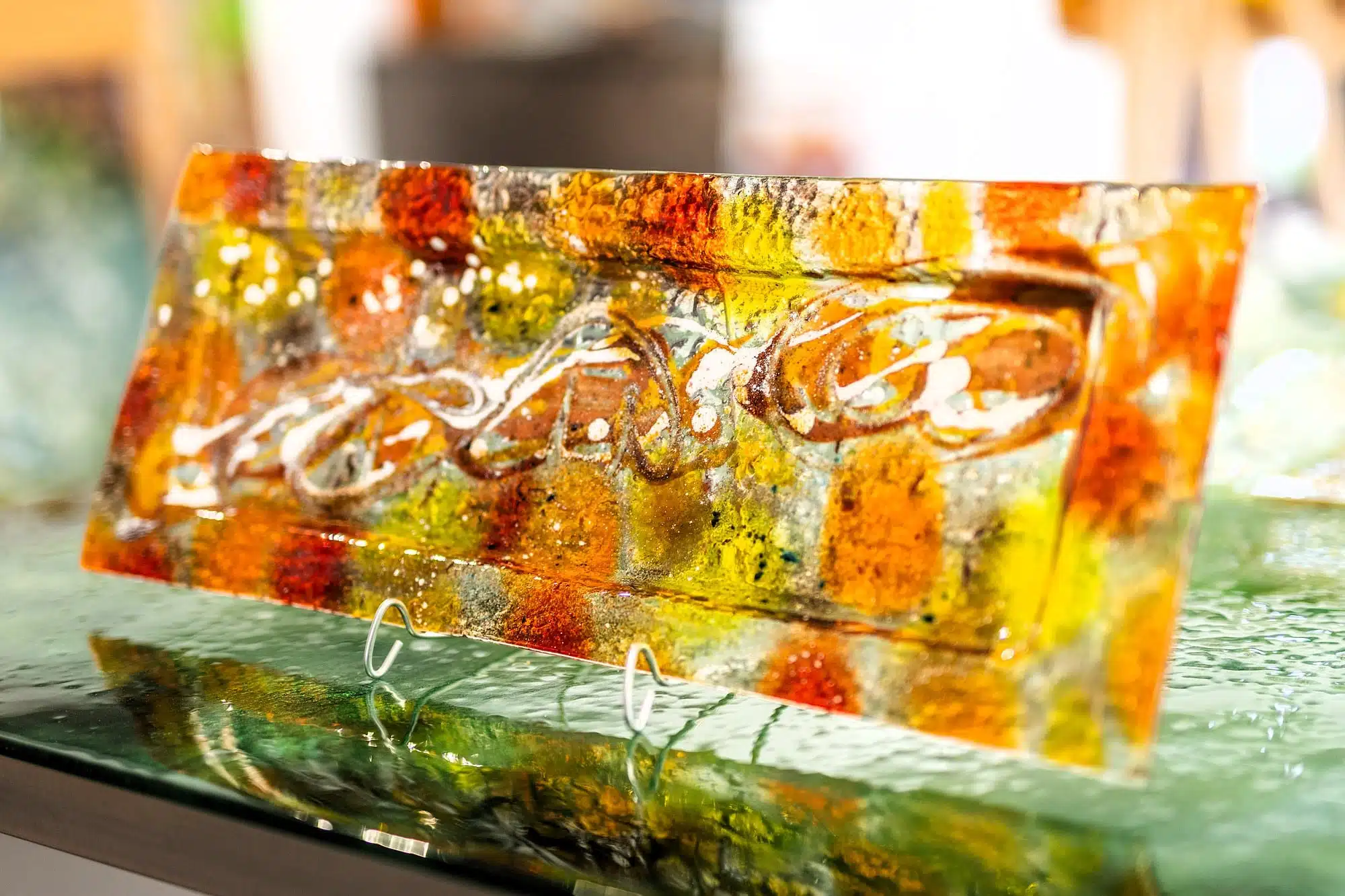 Umelecké sklo Veronika Rusňáková 20x60 cm – Obrázok 2