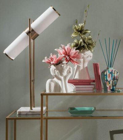 Stojacia lampa kov - mramor - sklo 20x20x87v - Image 3
