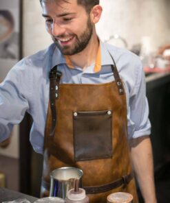 Barmanská zástera hnedý kožený vzhľad