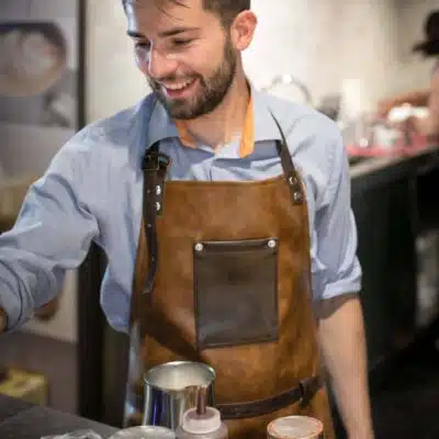Barmanská zástera hnedý kožený vzhľad