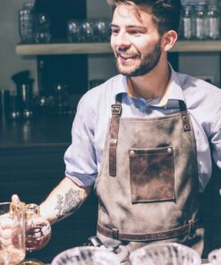 Barmanská zástera sivohnedý kožený vzhľad