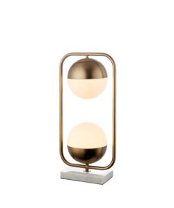 Sklenená stolná lampa kov – mramor – sklo 28×18 cm