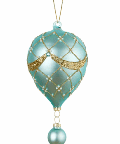 Svetlo modrý teplovzdušný vianočný balón 10x19 cm