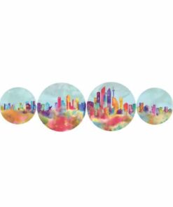 Dekoratívne taniere na stenu - America city - Sada 4 ks