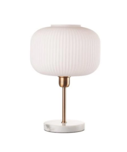 Stolová lampa kov - mramor - biele opracované sklo 30x46 cm