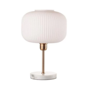 Stolová lampa kov - mramor - biele opracované sklo 30x46 cm