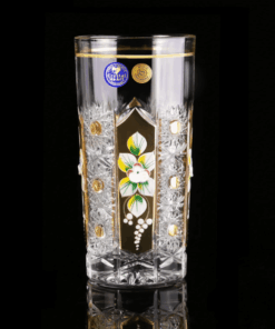 Krištáľové brúsené poháre Laura na vodu 350 ml ručná maľba set 6 kusov