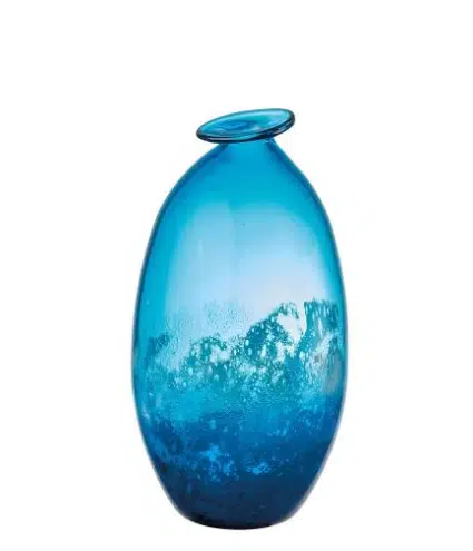 Vysoká modrá sklenená váza Ocean 19x35 cm