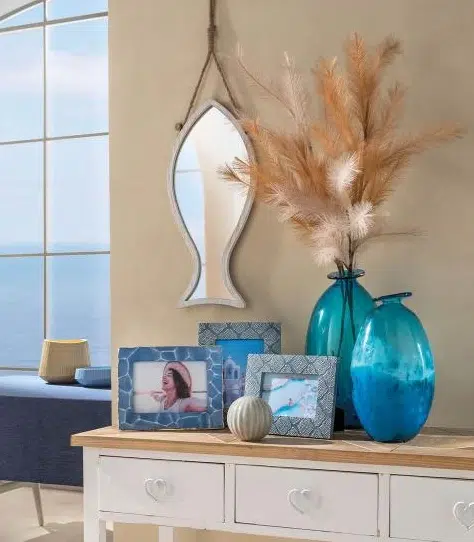 Vysoká modrá sklenená váza Ocean 19x35 cm – Obrázok 2