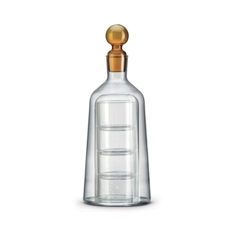 Dekantér so 4 pohármi a jantárovou zátkou 850 ml