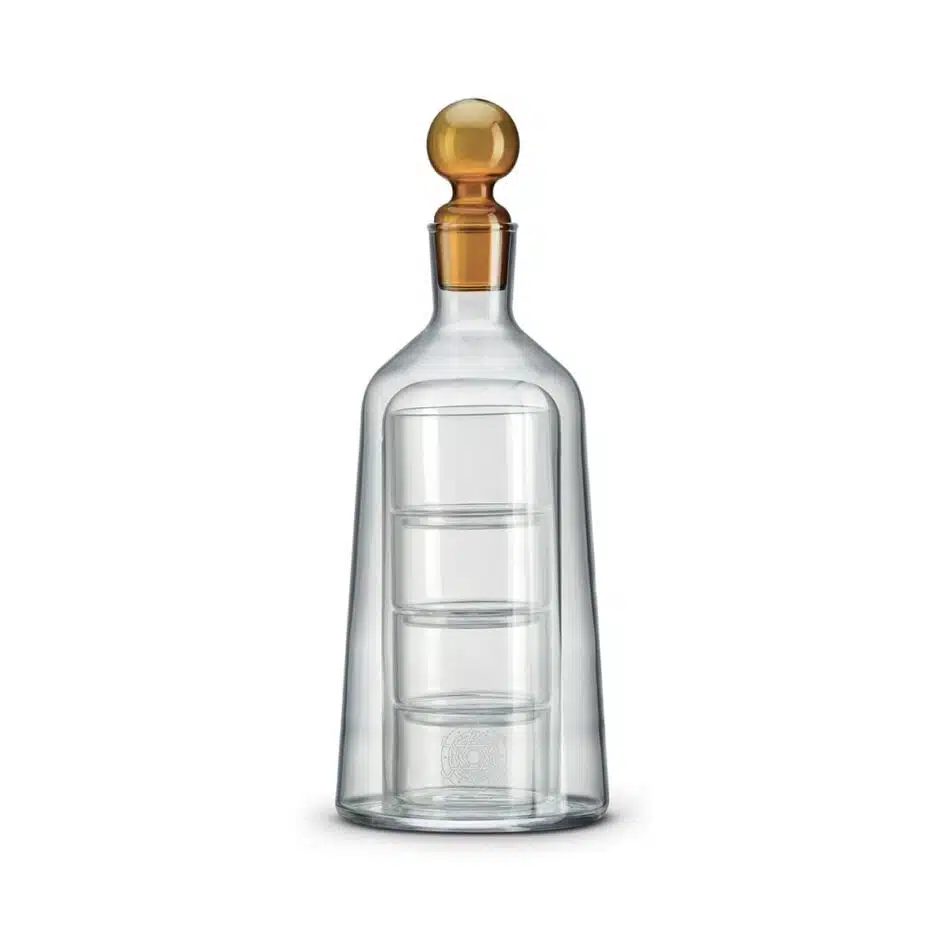 Dekantér so 4 pohármi a jantárovou zátkou 850 ml